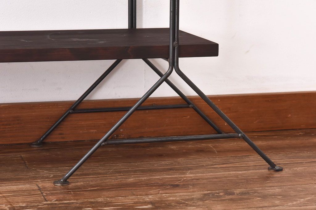 ラフジュ工房オリジナル ディスプレイに活躍する薄型アイアンラック【小】(陳列棚、飾り棚)